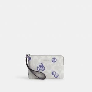 NWT Coach Outlet Corner Zip Wristlet In Signature Canvas  Blueberry Print